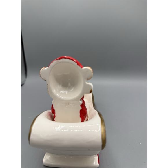 Ceramic Santa Bear Sleigh Set Christmas Centerpiece 5 Pc — Read Cracks on One - Picture 3 of 12